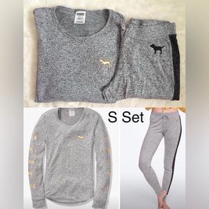 Gray Victoria Secret PINK Sleep Shirt & Pant Set